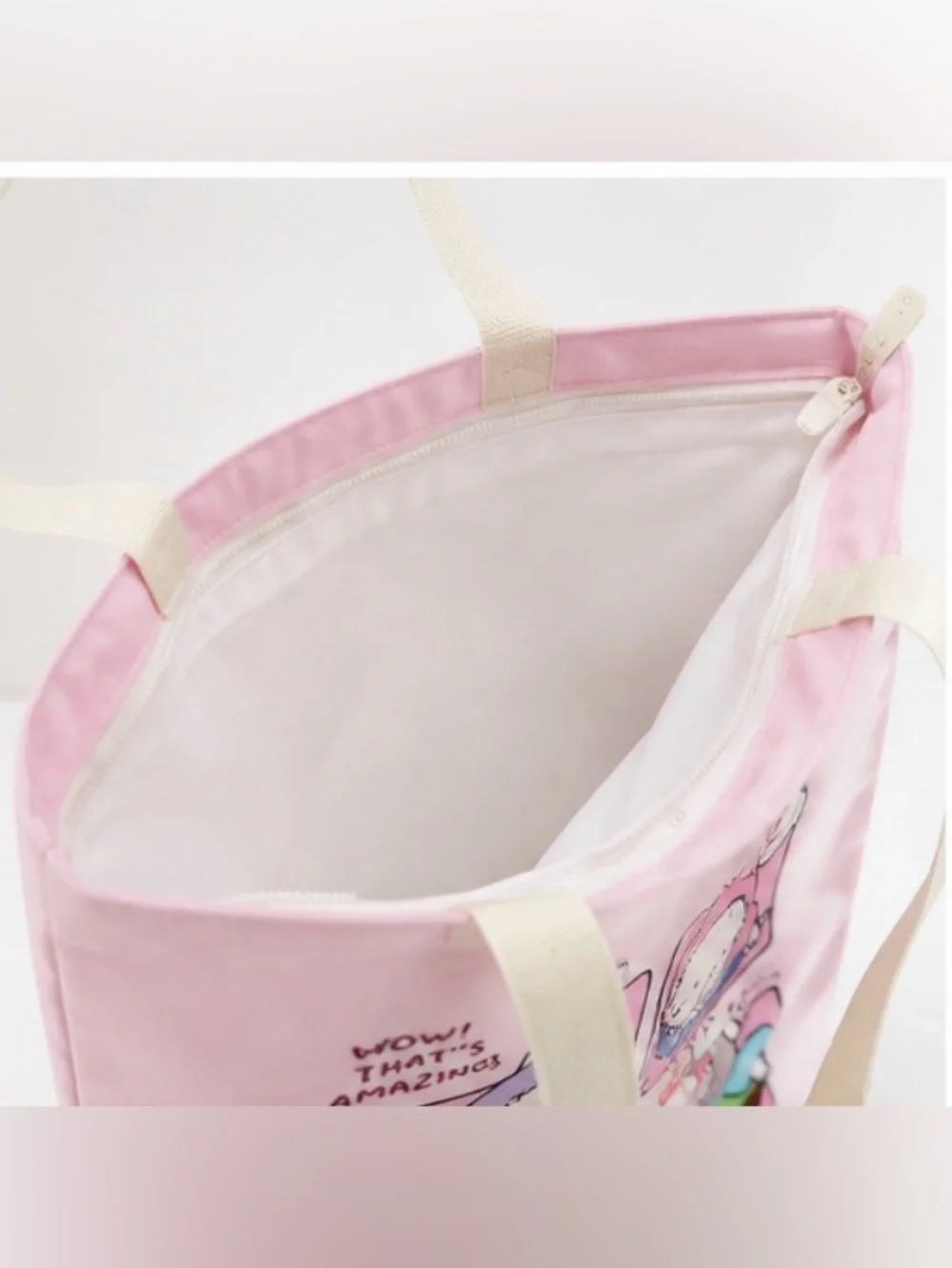 Cute Sleeping Bunny Cartoon Tote Bag 13” x 14” Reusable Canvas Shoulder Bag